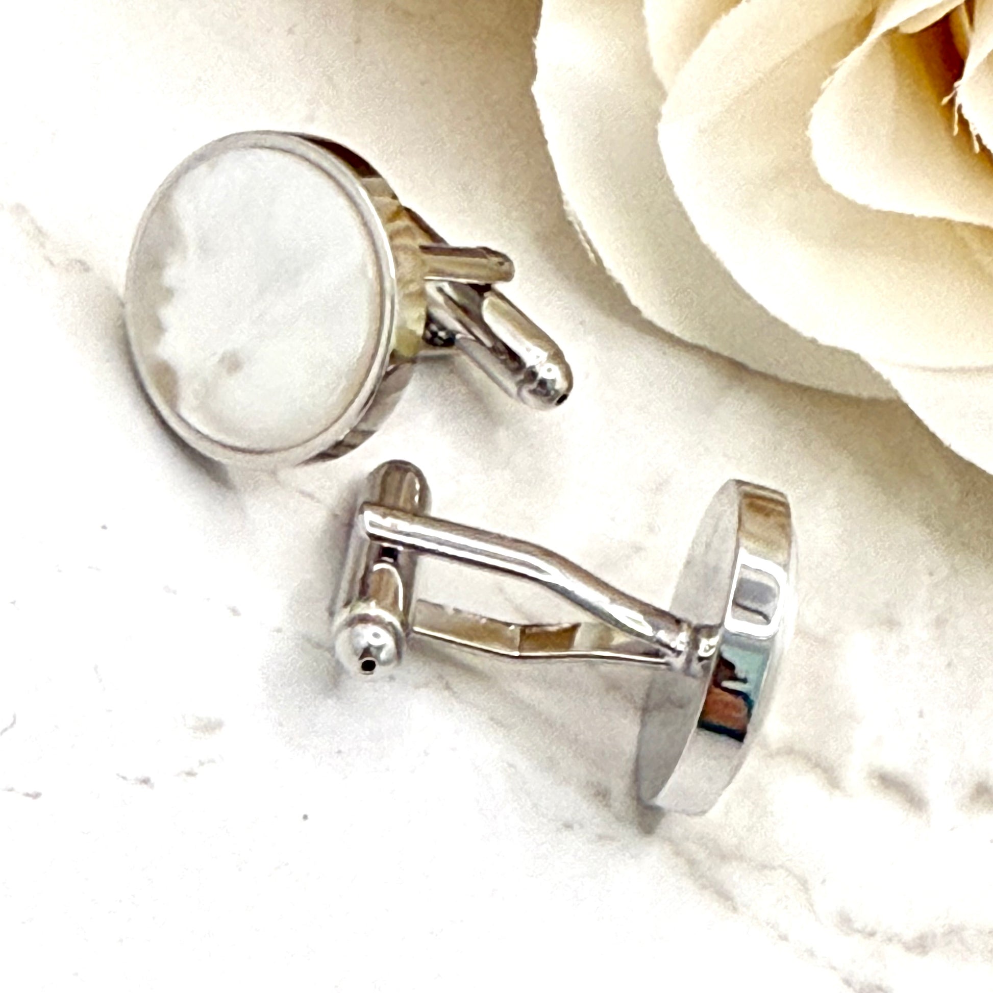 Pearl 30th Anniversary Cufflinks Handmade-Cufflinks-Handmadeanniversary-Handmade Anniversary