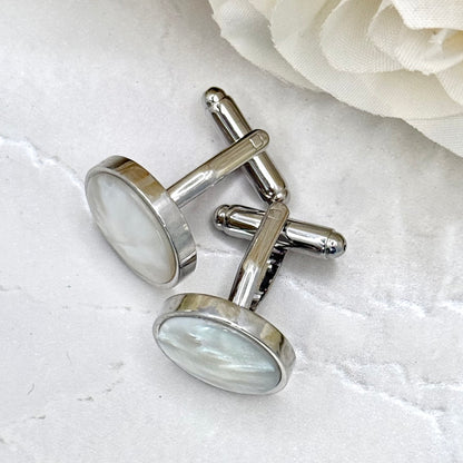 Pearl 30th Anniversary Cufflinks Handmade-Cufflinks-Handmadeanniversary-Handmade Anniversary