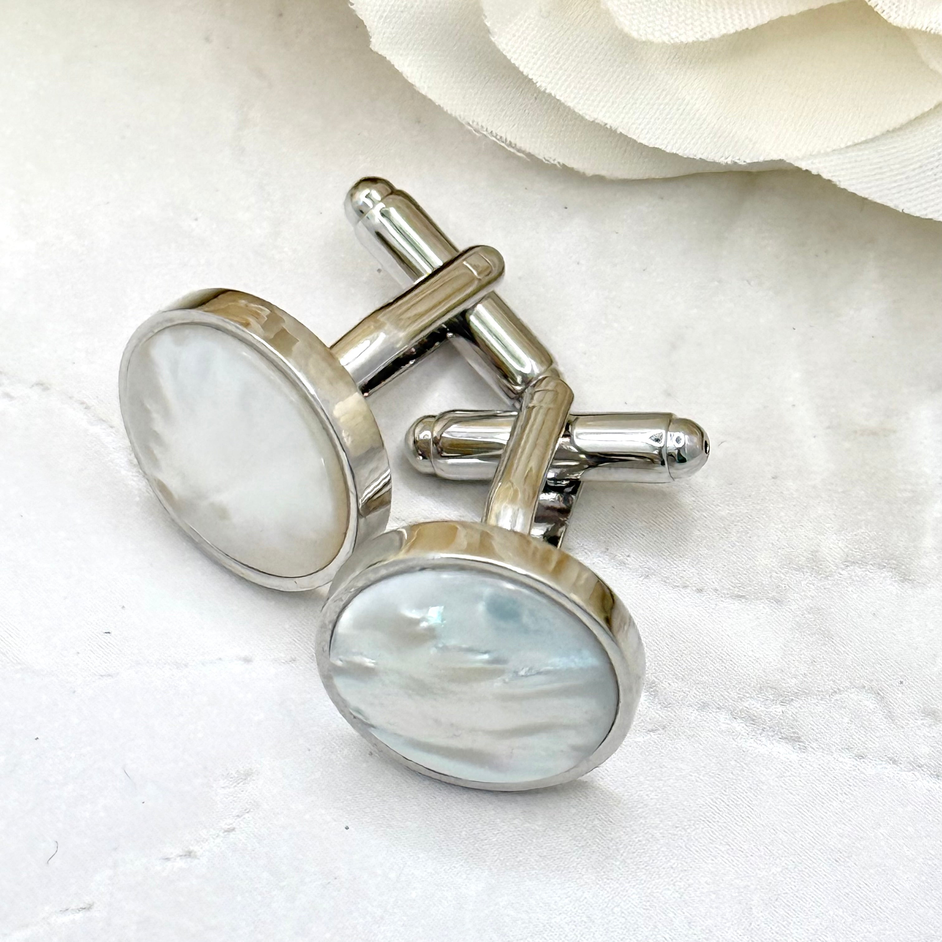 Pearl 30th Anniversary Cufflinks Handmade-Cufflinks-Handmadeanniversary-Handmade Anniversary
