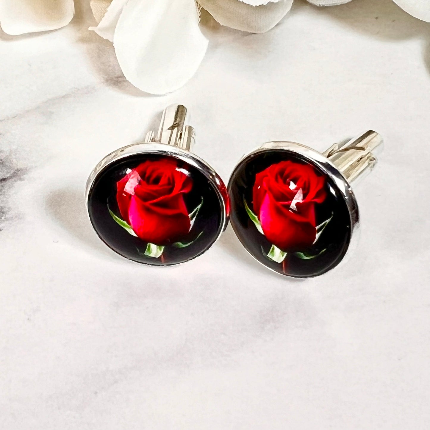 Rose Cufflinks and Keyring Gift Set Handmade-Keyring-Handmadeanniversary-Handmade Anniversary