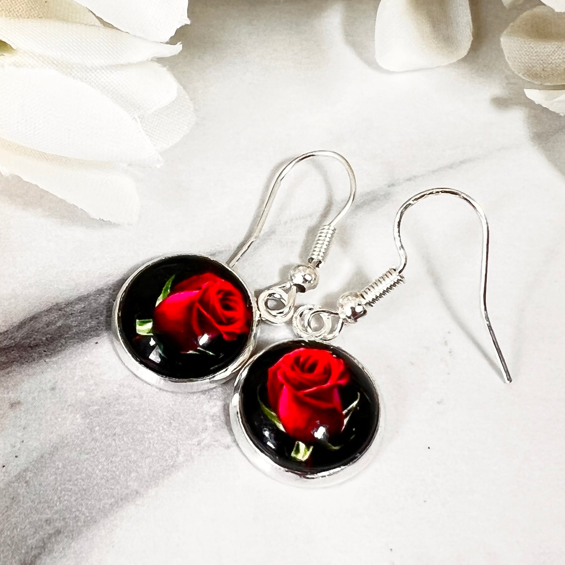 Rose Drop Earrings Handmade-Earrings-Handmadeanniversary-Handmade Anniversary