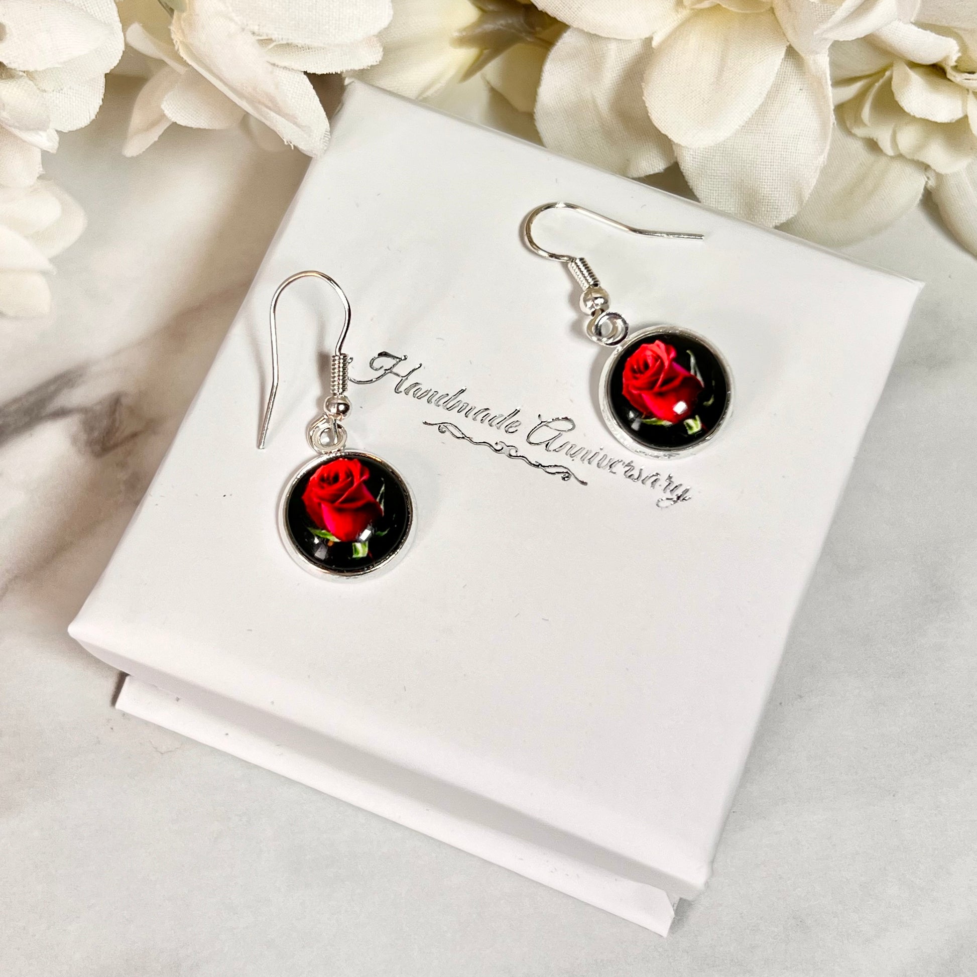 Rose Drop Earrings Handmade-Earrings-Handmadeanniversary-Handmade Anniversary