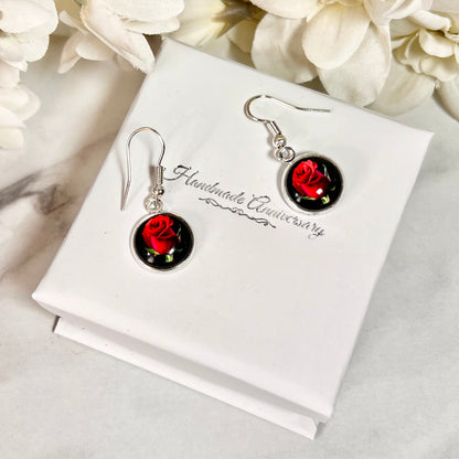 Rose Drop Earrings Handmade-Earrings-Handmadeanniversary-Handmade Anniversary