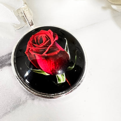 Rose Pendant & Drop Earrings Jewellery Set Handmade-Pendant & Earrings-Handmadeanniversary-Handmade Anniversary