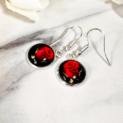 Rose Pendant & Drop Earrings Jewellery Set Handmade-Pendant & Earrings-Handmadeanniversary-Handmade Anniversary