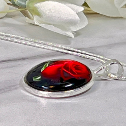 Rose Pendant & Stud Earrings Jewellery Set Handmade-Pendant & Earrings-Handmadeanniversary-Handmade Anniversary