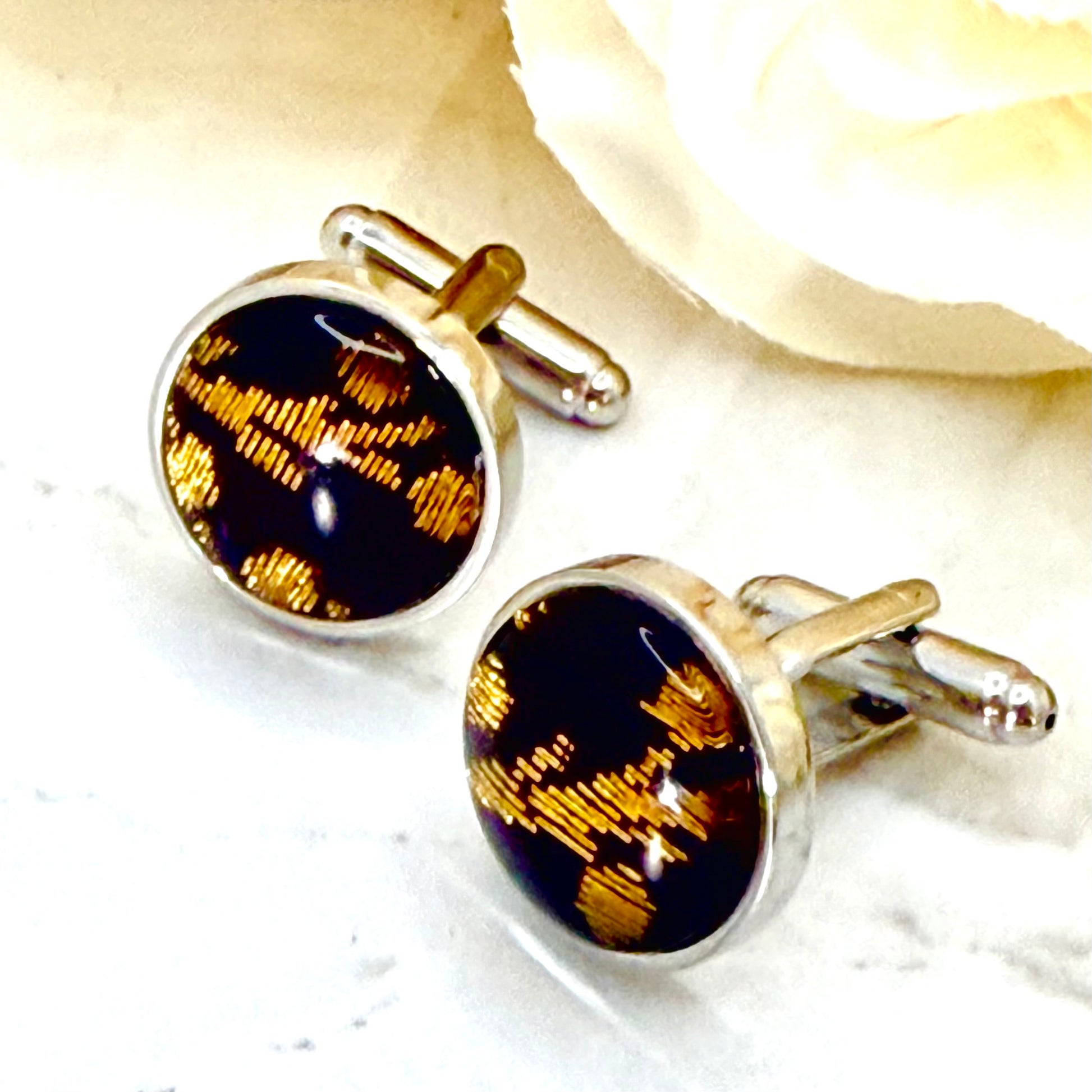 Silk 12th Anniversary Cufflinks Handmade-Cufflinks-Handmadeanniversary-Handmade Anniversary