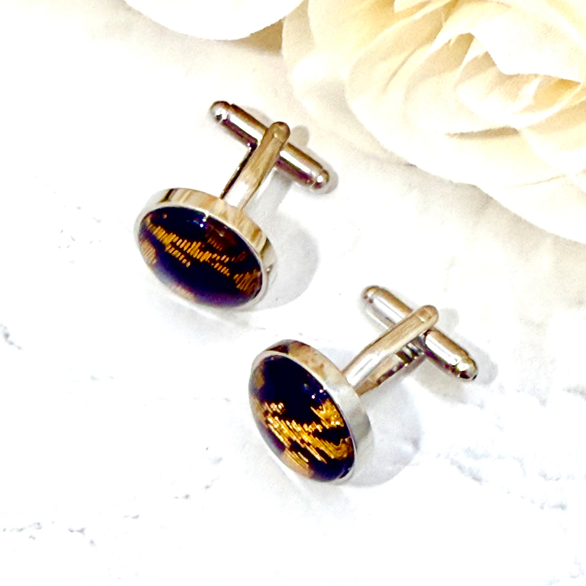 Silk 12th Anniversary Cufflinks Handmade-Cufflinks-Handmadeanniversary-Handmade Anniversary