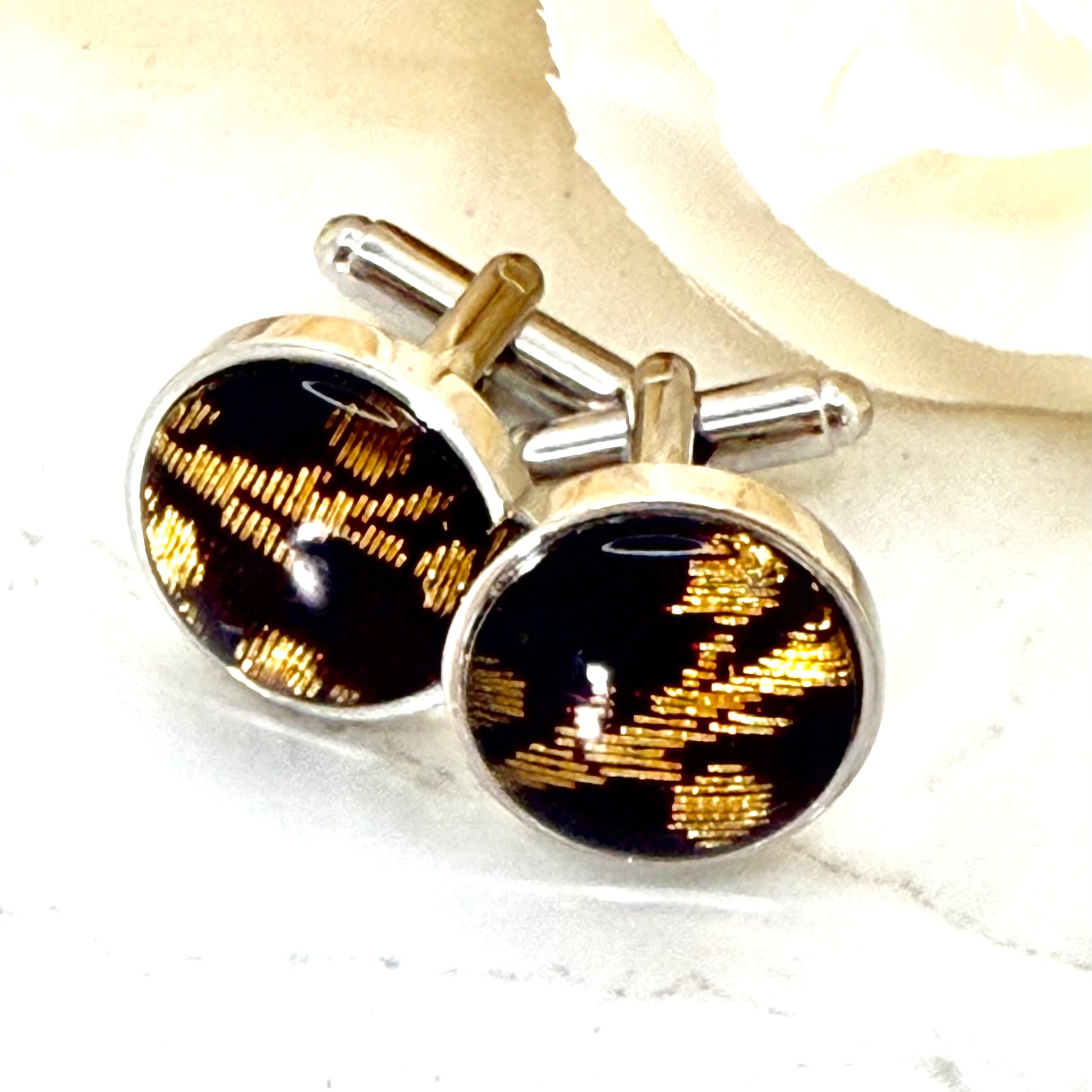 Silk 12th Anniversary Cufflinks Handmade-Cufflinks-Handmadeanniversary-Handmade Anniversary