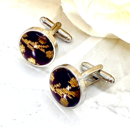 Silk 12th Anniversary Cufflinks Handmade-Cufflinks-Handmadeanniversary-Handmade Anniversary