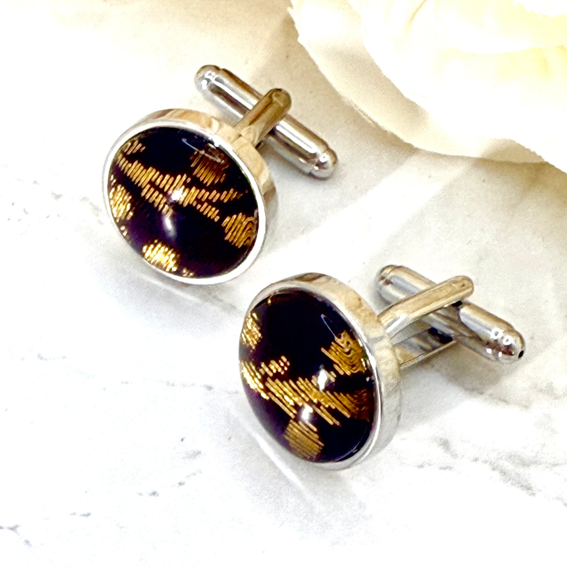 Silk 12th Anniversary Cufflinks Handmade-Cufflinks-Handmadeanniversary-Handmade Anniversary