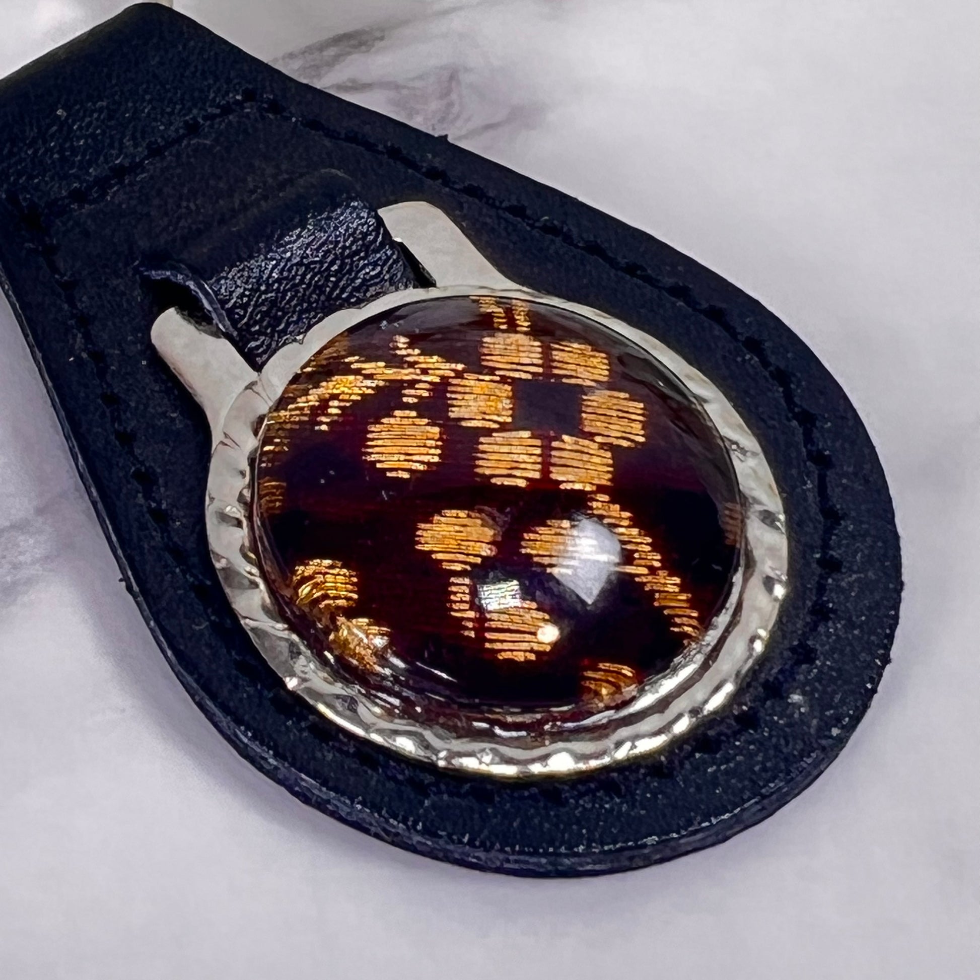 Silk 12th Anniversary Leather Key Fob Handmade-Keyring-Handmadeanniversary-Handmade Anniversary