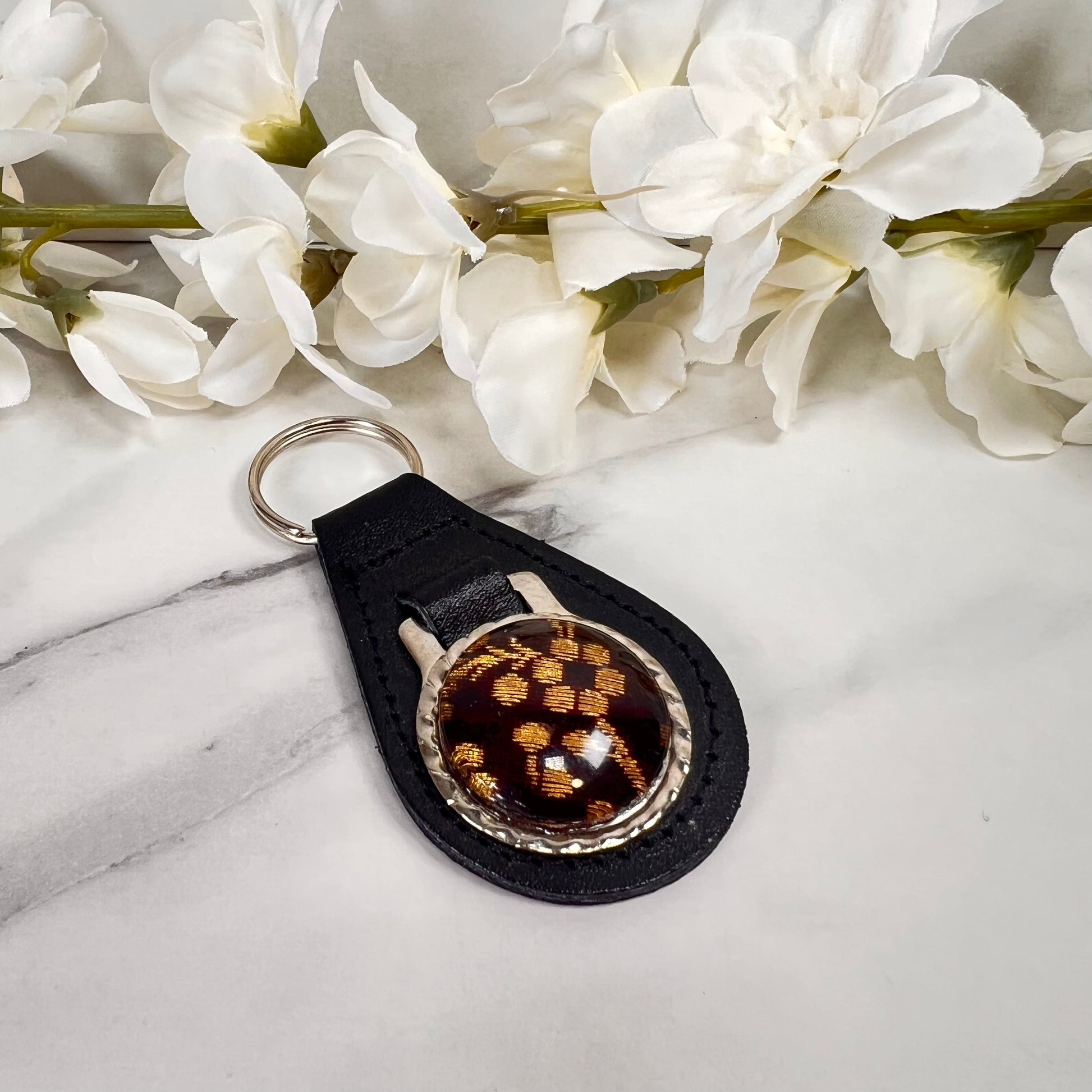 Silk 12th Anniversary Leather Key Fob Handmade-Keyring-Handmadeanniversary-Handmade Anniversary