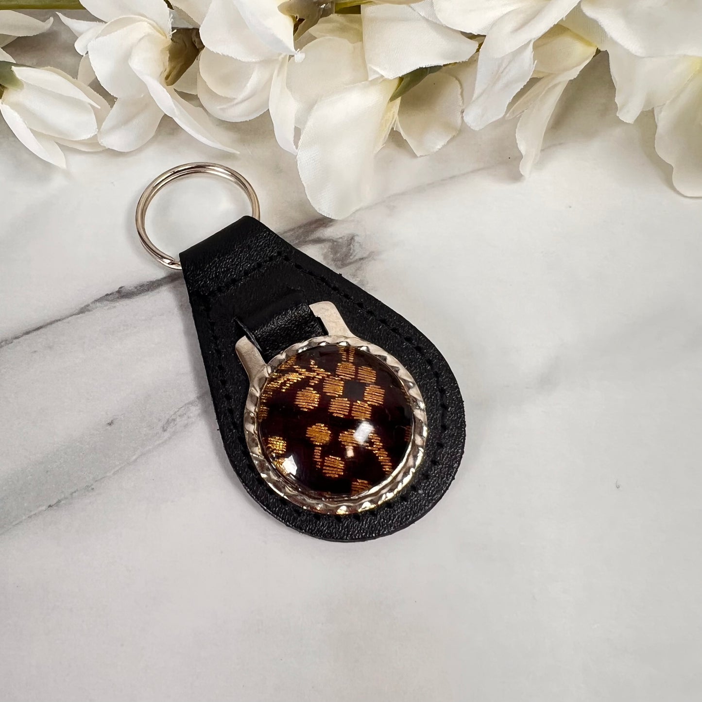 Silk 12th Anniversary Leather Key Fob Handmade-Keyring-Handmadeanniversary-Handmade Anniversary