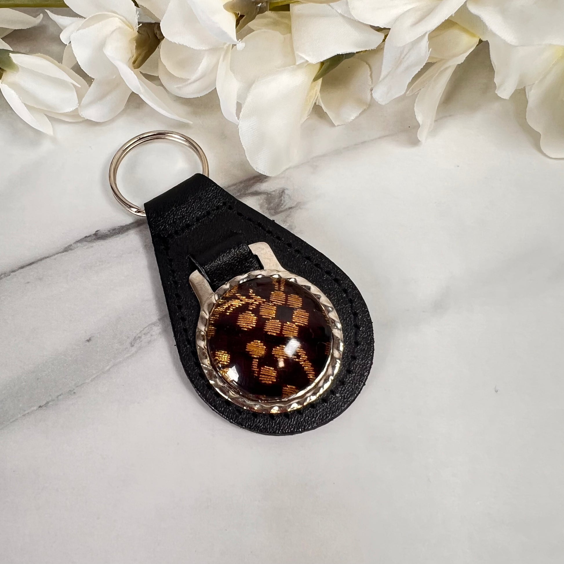 Silk 12th Anniversary Leather Key Fob Handmade-Keyring-Handmadeanniversary-Handmade Anniversary