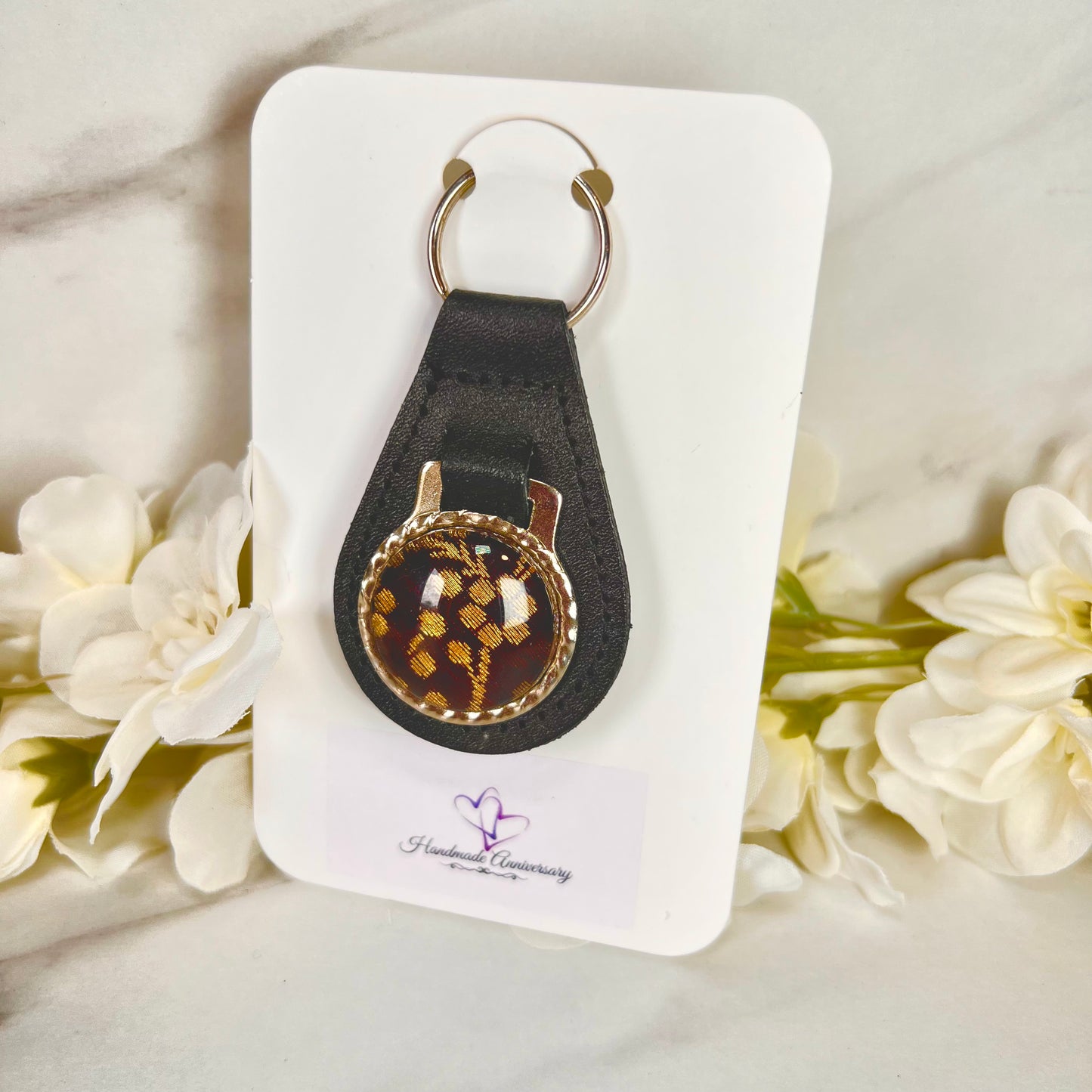 Silk 12th Anniversary Leather Key Fob Handmade-Keyring-Handmadeanniversary-Handmade Anniversary
