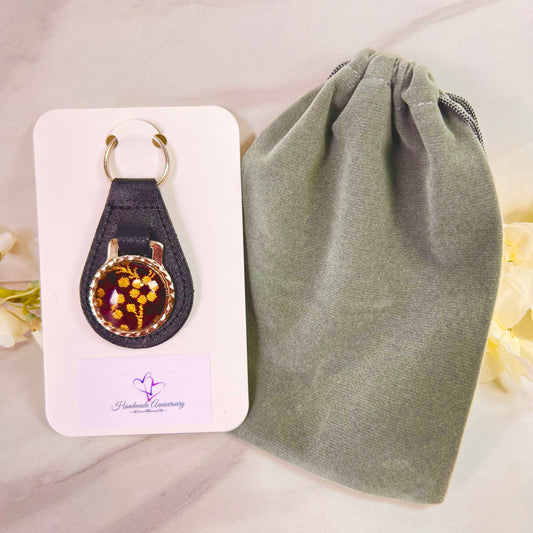 Silk 12th Anniversary Leather Key Fob Handmade-Keyring-Handmadeanniversary-Handmade Anniversary
