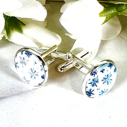 Snowflake Cufflinks and Keyring Gift Set Handmade-Keyring-Handmadeanniversary-Handmade Anniversary