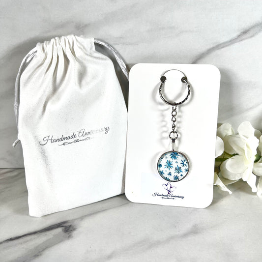 Snowflake Keyring Handmade-Keyring-Handmadeanniversary-Handmade Anniversary