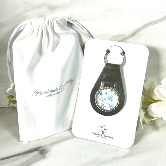 Snowflake Leather Key Fob Handmade-Keyring-Handmadeanniversary-Handmade Anniversary