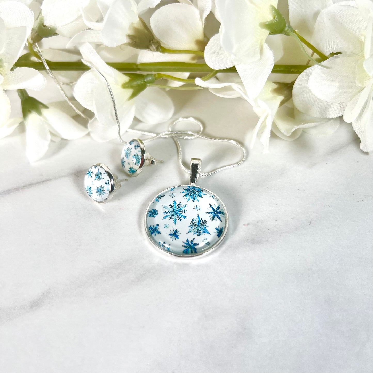 Snowflake Pendant, Drop Earring & Bangle Gift Set Handmade-Bangle-Handmadeanniversary-Handmade Anniversary