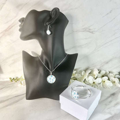 Snowflake Pendant, Drop Earring & Bangle Gift Set Handmade-Bangle-Handmadeanniversary-Handmade Anniversary