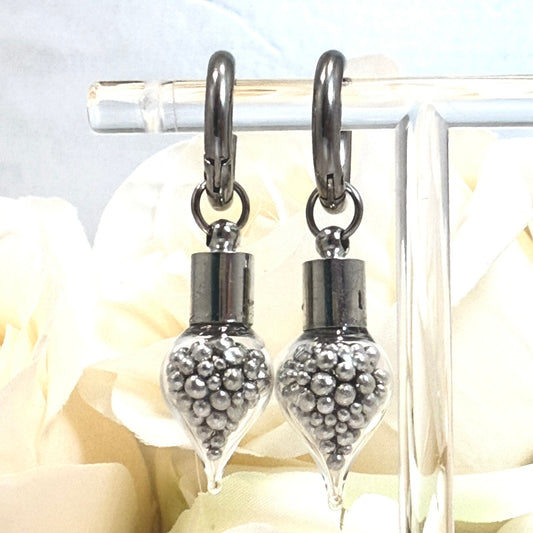 Sparkling Tin 10th Anniversary Huggie Earrings Handmade-Pendant & Earrings-Handmadeanniversary-Earrings Only-Handmade Anniversary