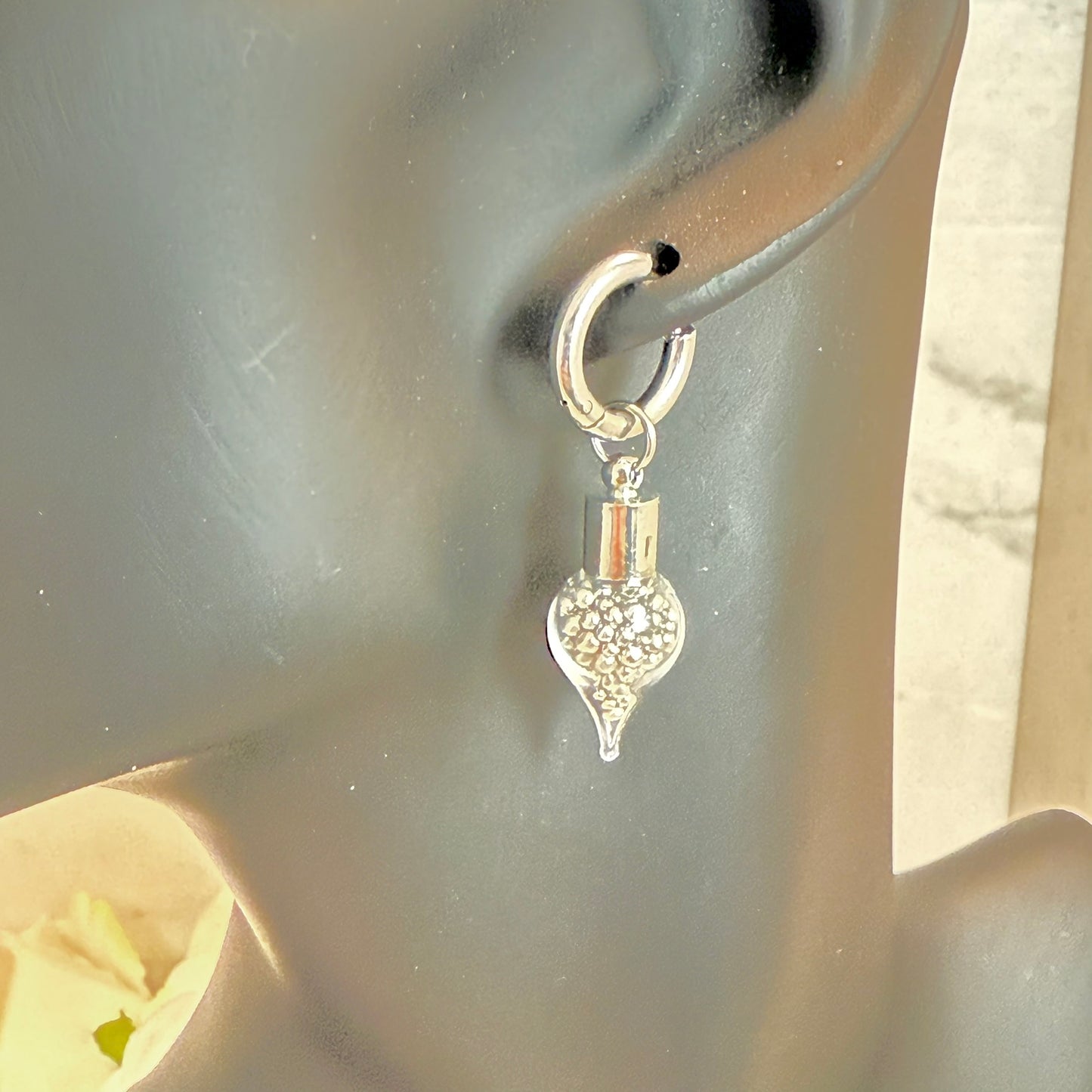 Sparkling Tin 10th Anniversary Huggie Earrings Handmade-Pendant & Earrings-Handmadeanniversary-Handmade Anniversary