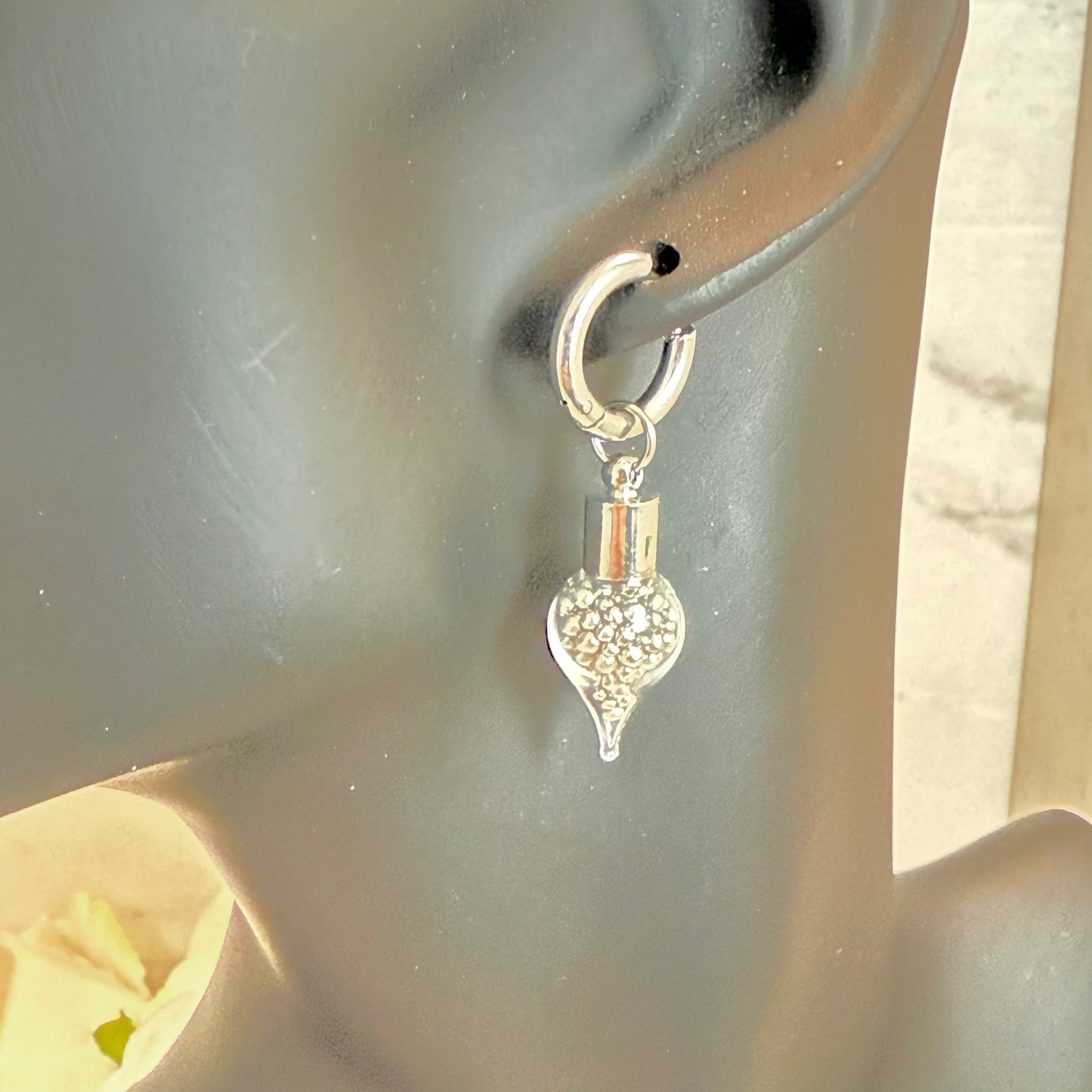 Sparkling Tin 10th Anniversary Huggie Earrings Handmade-Pendant & Earrings-Handmadeanniversary-Handmade Anniversary