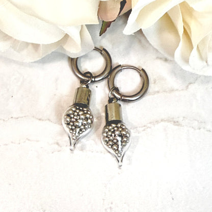 Sparkling Tin 10th Anniversary Huggie Earrings Handmade-Pendant & Earrings-Handmadeanniversary-Handmade Anniversary