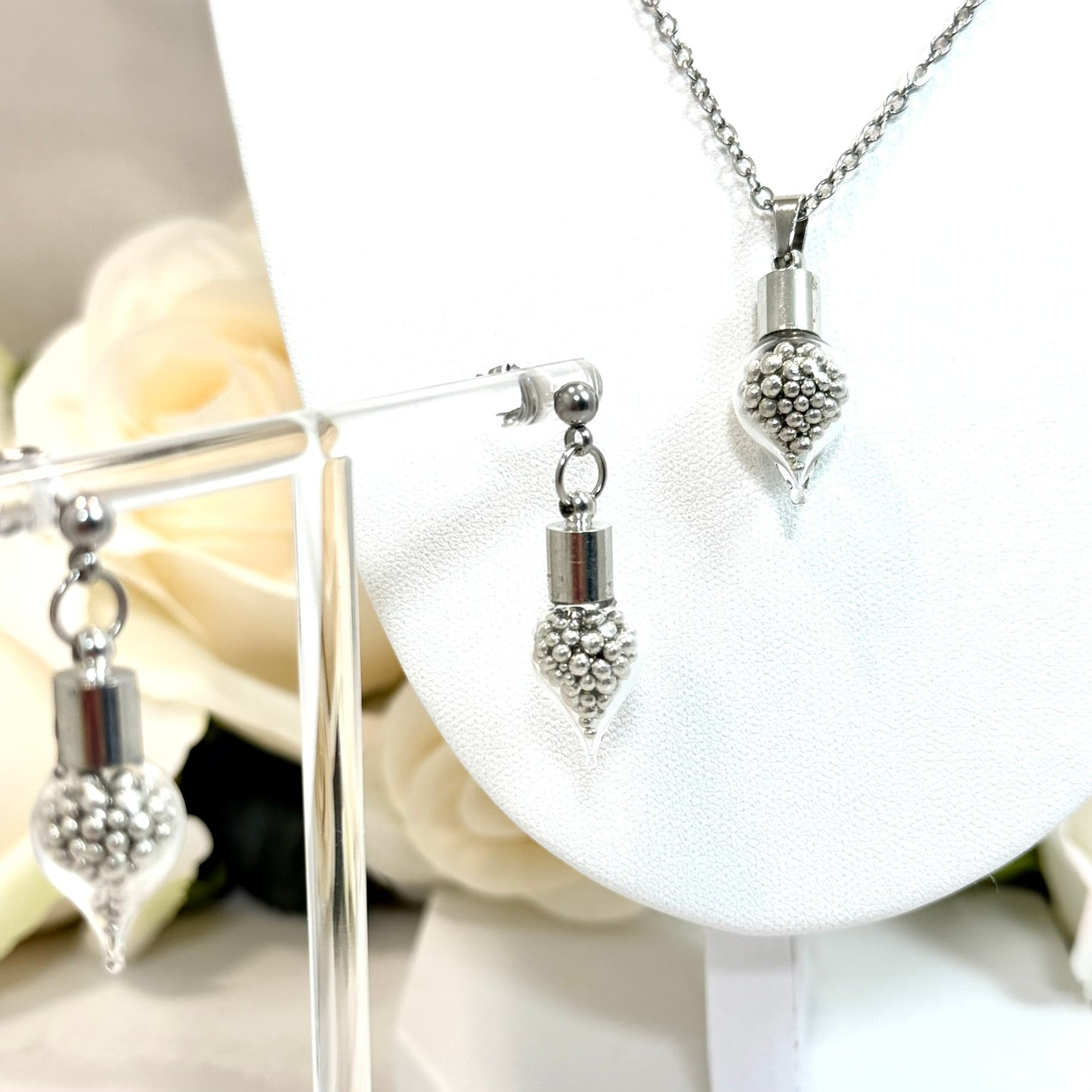 Sparkling Tin 10th Anniversary Stud Earrings Handmade-Pendant & Earrings-Handmadeanniversary-Add Pendant-Handmade Anniversary