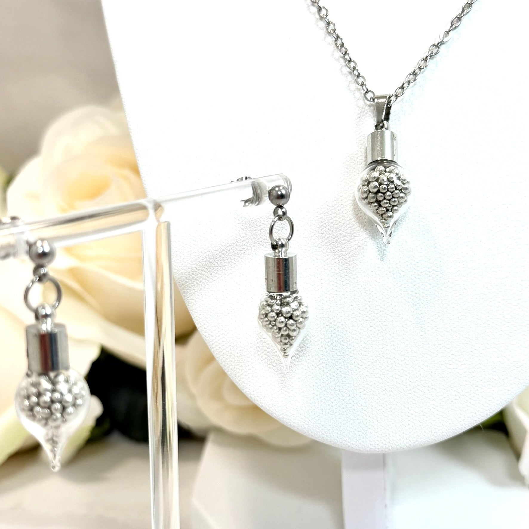 Sparkling Tin 10th Anniversary Stud Earrings Handmade-Pendant & Earrings-Handmadeanniversary-Add Pendant-Handmade Anniversary