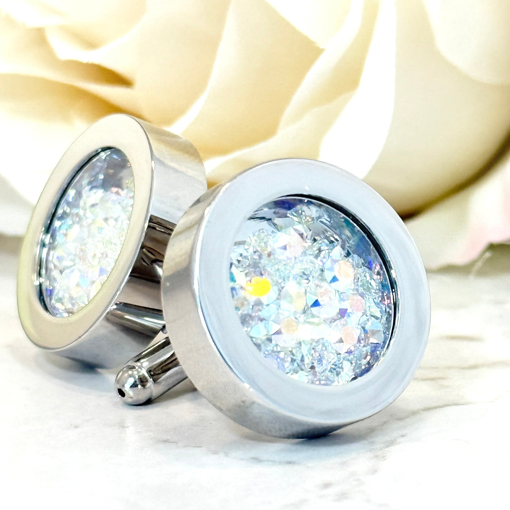 Statement Luxury Crystal 15th Wedding Anniversary Cufflinks Handmade-Cufflinks-Handmadeanniversary-Handmade Anniversary
