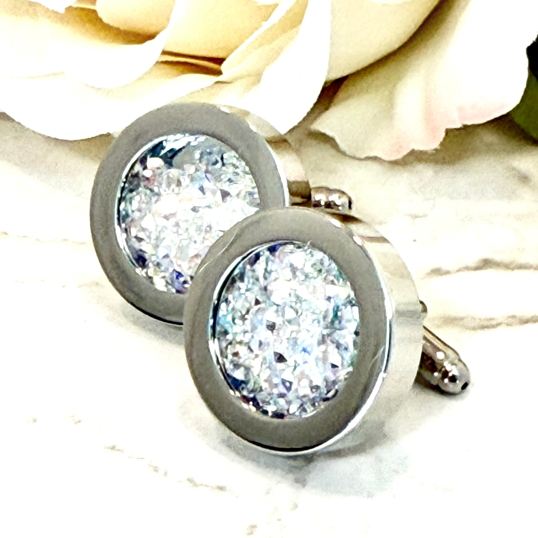 Statement Luxury Crystal 15th Wedding Anniversary Cufflinks Handmade-Cufflinks-Handmadeanniversary-Handmade Anniversary