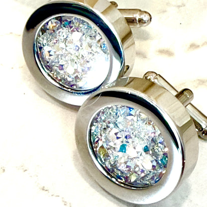 Statement Luxury Crystal 15th Wedding Anniversary Cufflinks Handmade-Cufflinks-Handmadeanniversary-Handmade Anniversary