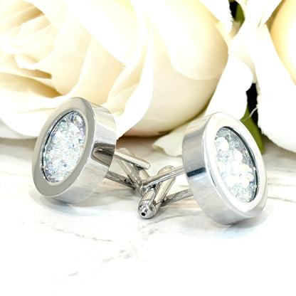 Statement Luxury Crystal 15th Wedding Anniversary Cufflinks Handmade-Cufflinks-Handmadeanniversary-Handmade Anniversary