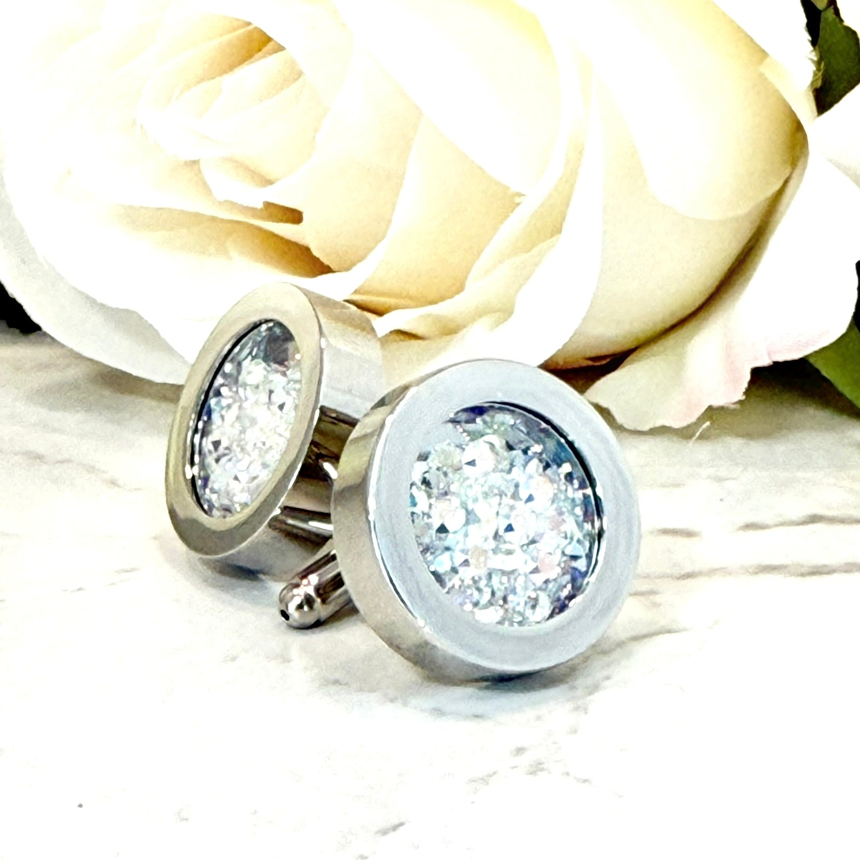 Statement Luxury Crystal 15th Wedding Anniversary Cufflinks Handmade-Cufflinks-Handmadeanniversary-Handmade Anniversary