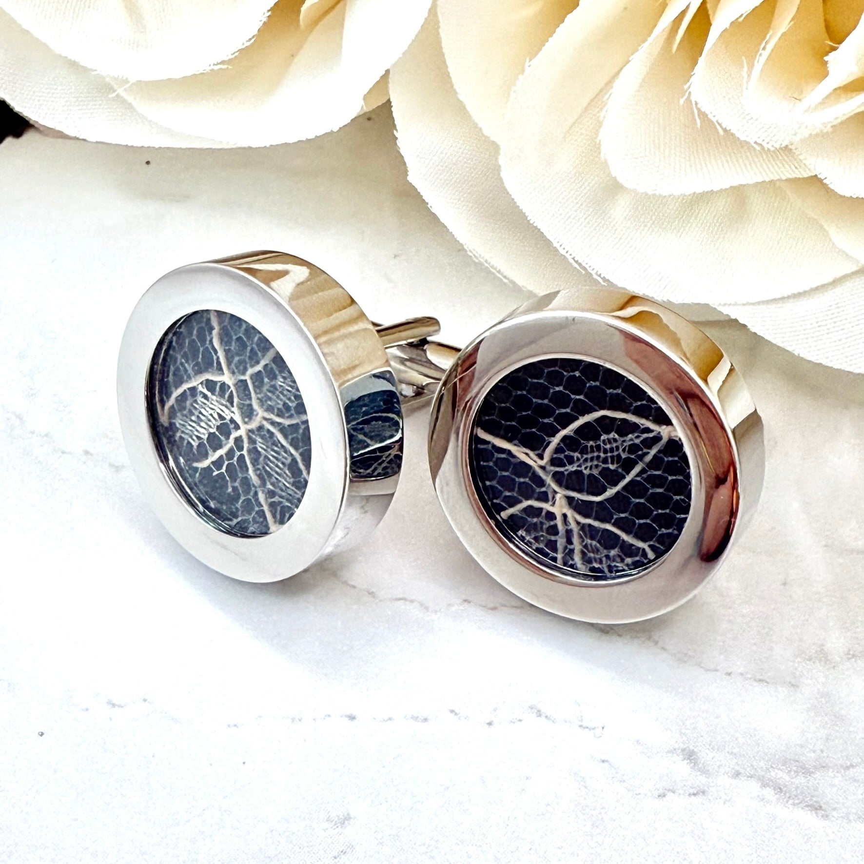 Statement Luxury Lace 13th Anniversary Cufflinks Handmade-Cufflinks-Handmadeanniversary-Handmade Anniversary
