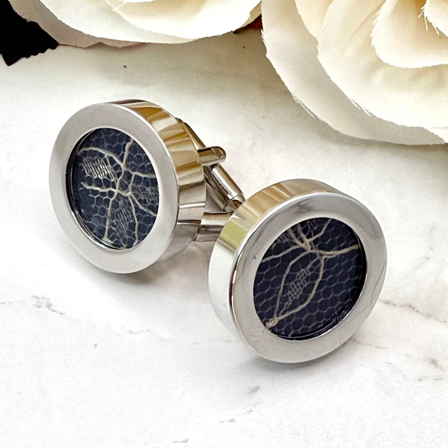 Statement Luxury Lace 13th Anniversary Cufflinks Handmade-Cufflinks-Handmadeanniversary-Handmade Anniversary