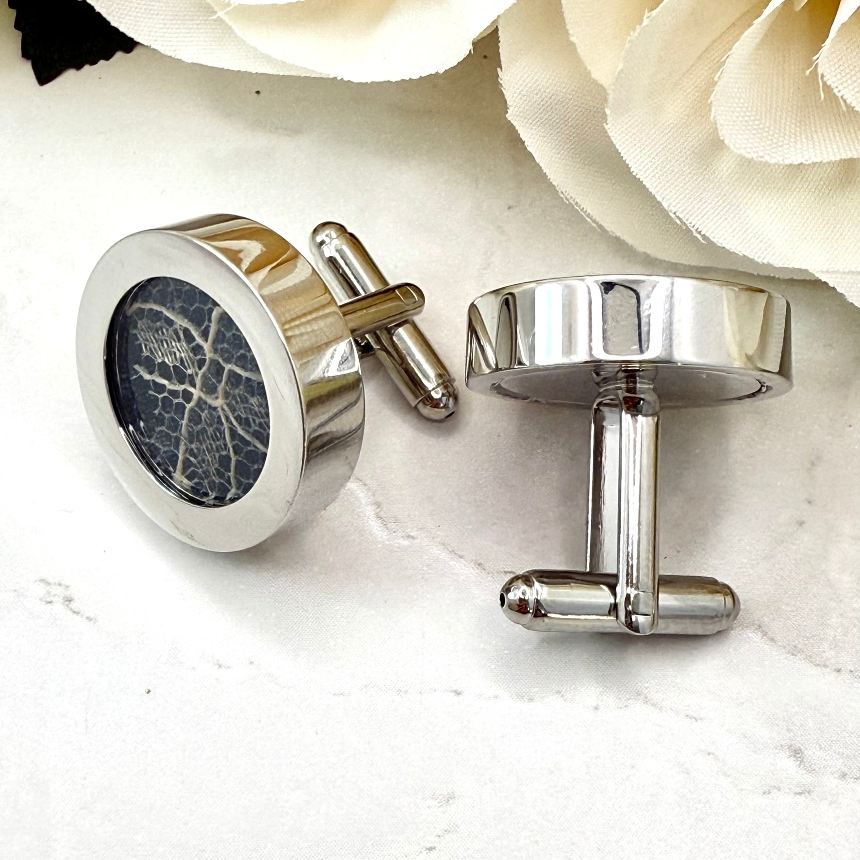 Statement Luxury Lace 13th Anniversary Cufflinks Handmade-Cufflinks-Handmadeanniversary-Handmade Anniversary