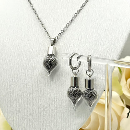 Statement Luxury Stainless Steel 11th Anniversary Pendant & Earrings Jewellery Set Handmade-Pendant & Earrings-Handmade Anniversary