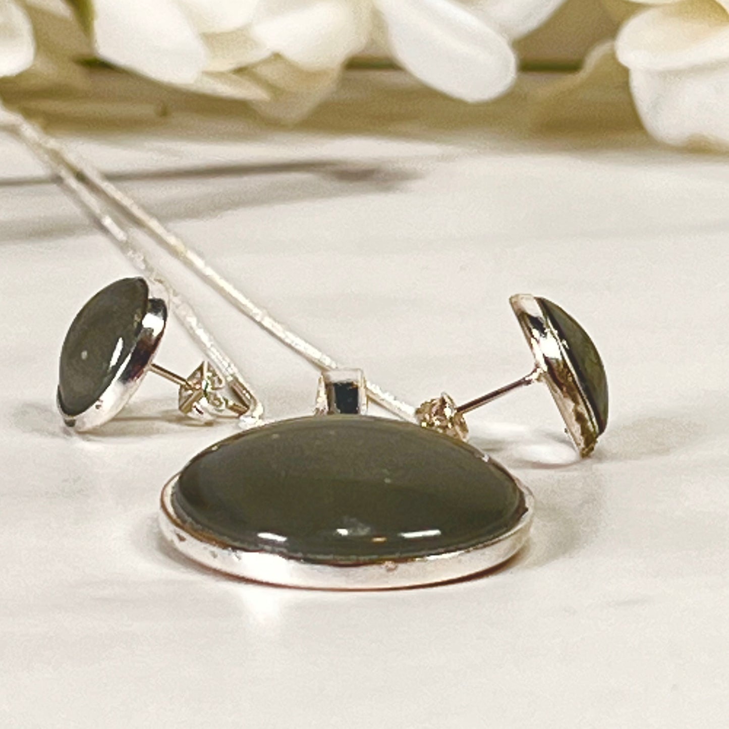 Tin 10th Anniversary Pendant & Earrings Jewellery Set Handmade-Pendant & Earrings-Handmadeanniversary-Handmade Anniversary