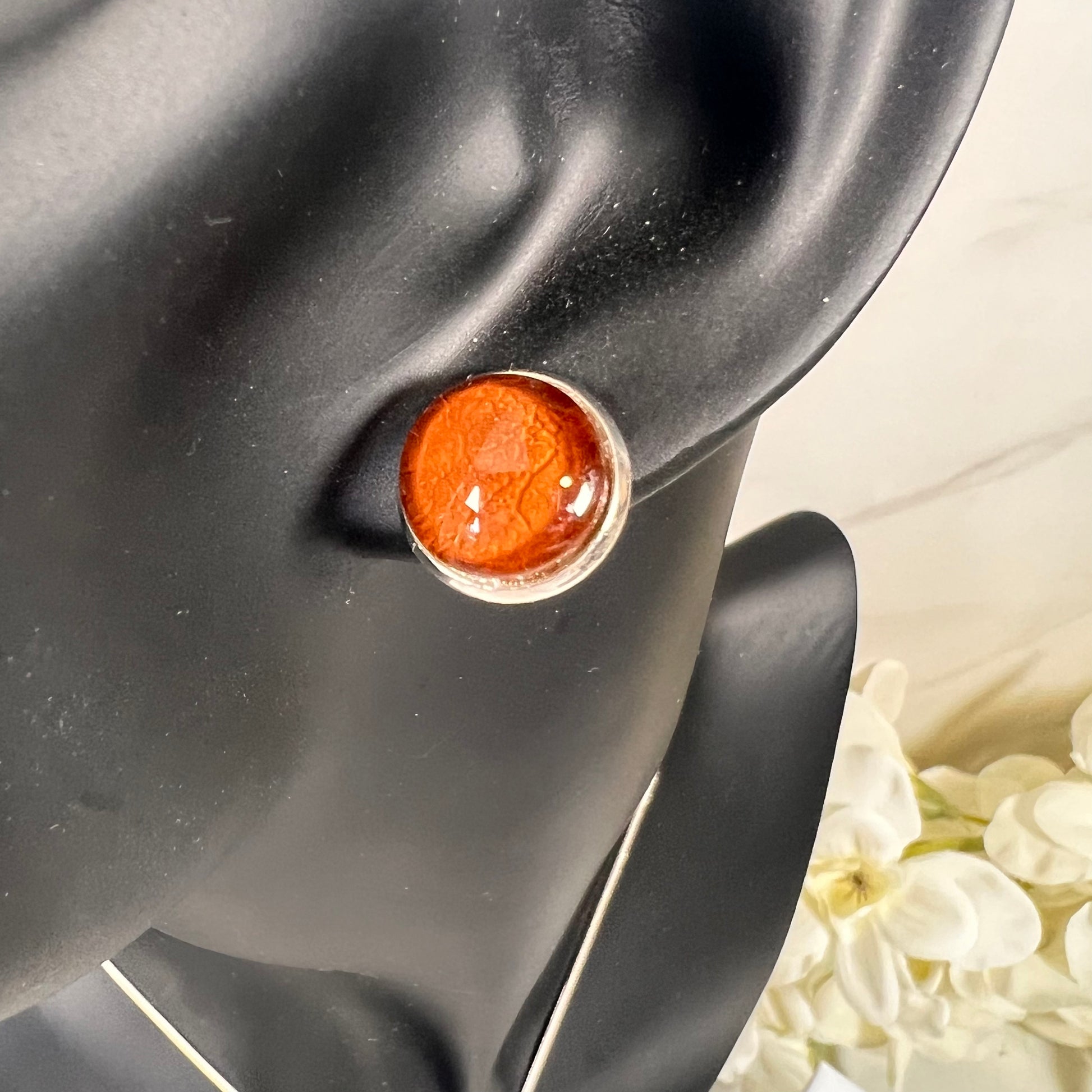 Vegan Leather Anniversary Stud Earrings Handmade-Earrings-Handmadeanniversary-Handmade Anniversary