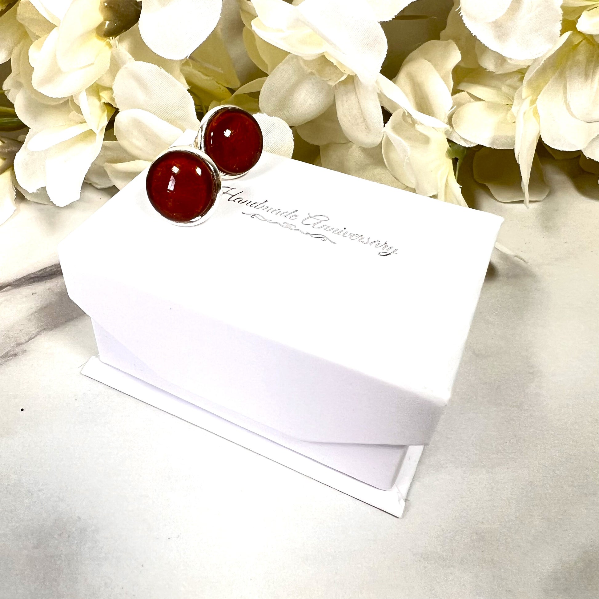 Vegan Leather Anniversary Stud Earrings Handmade-Earrings-Handmadeanniversary-Handmade Anniversary