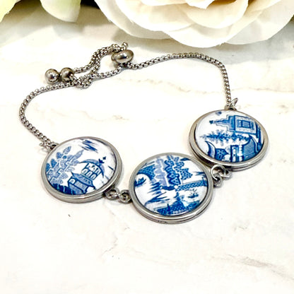 Willow Bracelet 9th Anniversary Multi Link Handmade-Bangle-Handmadeanniversary-Three Settings-Handmade Anniversary