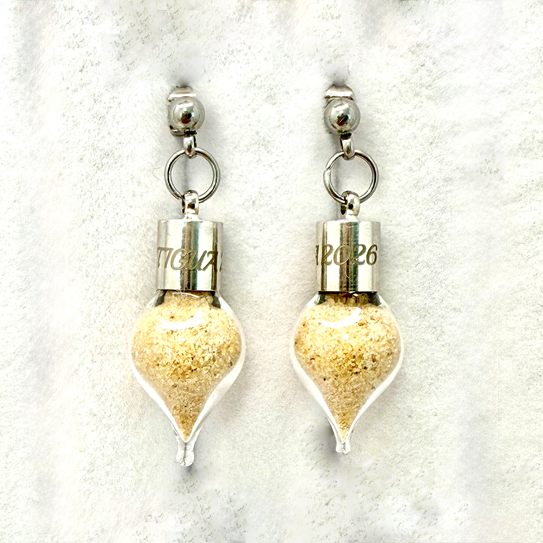 Luxury Personalised Honeymoon Sand Stud Drop Earrings