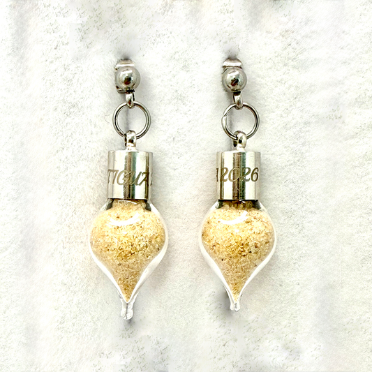 Luxury Personalised Honeymoon Sand Stud Drop Earrings
