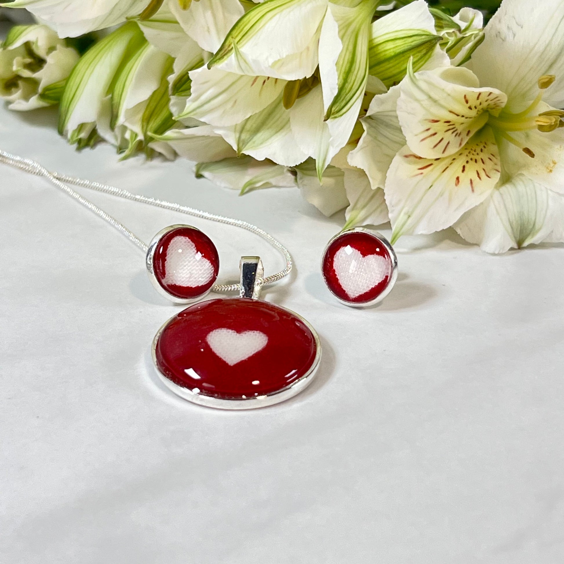 Cotton 2nd Anniversary Pendant & Earrings Jewellery Set Handmade-Pendant & Earrings-Handmadeanniversary-Handmade Anniversary