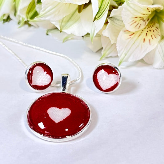 Cotton 2nd Anniversary Pendant & Earrings Jewellery Set Handmade-Pendant & Earrings-Handmadeanniversary-Handmade Anniversary