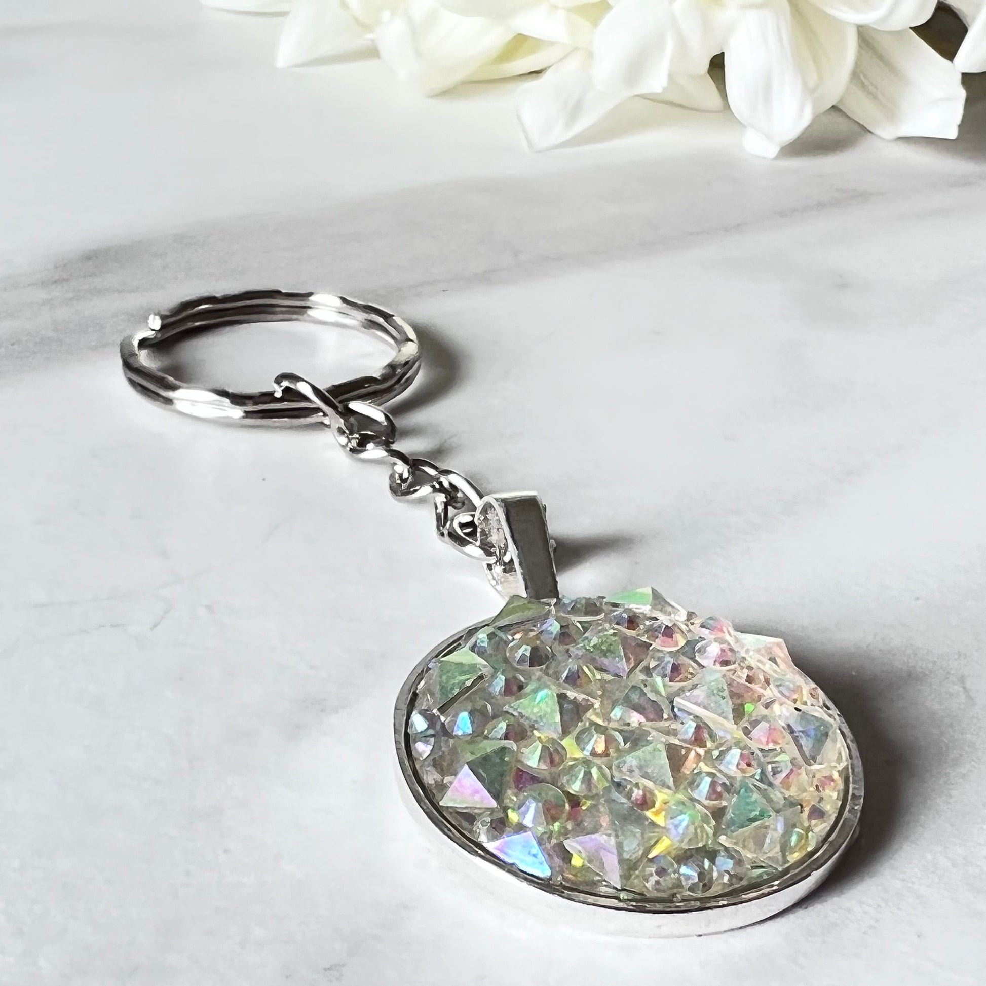 Crystal 15th Anniversary Keyring Handmade-Keyring-Handmadeanniversary-Handmade Anniversary